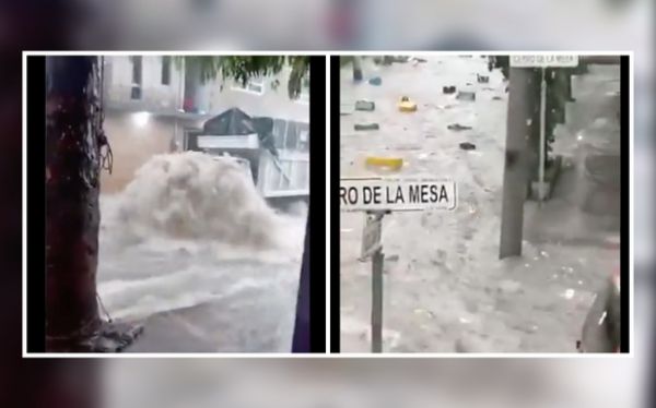 Fuertes lluvias generan caos en tianguis de Tlalnepantla.