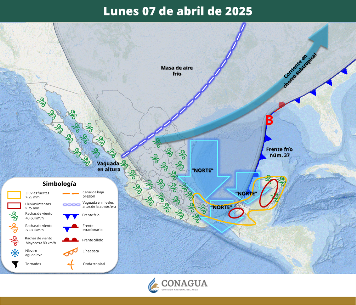 Masa de aire frío cubrirá al país el fin de semana; lloverá de viernes a lunes en estas entidades