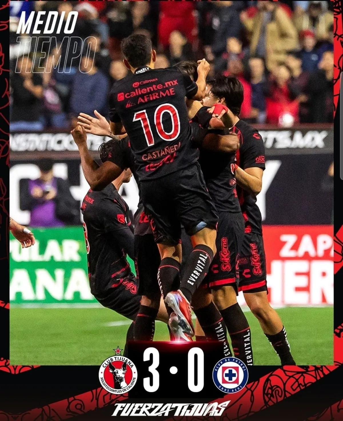 Xolos derrota 3-0 a Cruz Azul en la ida de los cuartos de final del Apertura 2024
