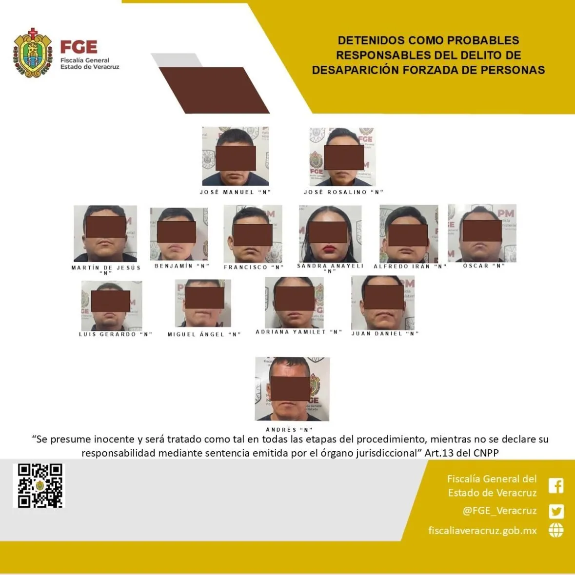 Detienen a 13 policías en Veracruz por el delito de desaparición forzada