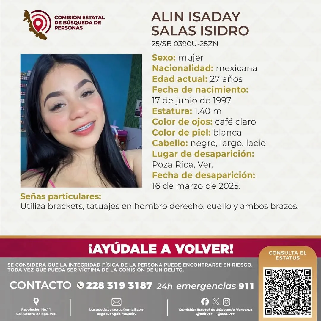 Privan de su libertad en Poza Rica a Alin Salas, hija de integrante del Colectivo María Herrera